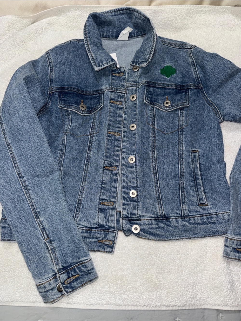Classic Denim Jacket in Medium Blue with Girl Scout logo